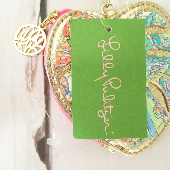 SOLD Lilly Pulitzer Leaf Coin Case Purse Keychain - Picture 4 of 4